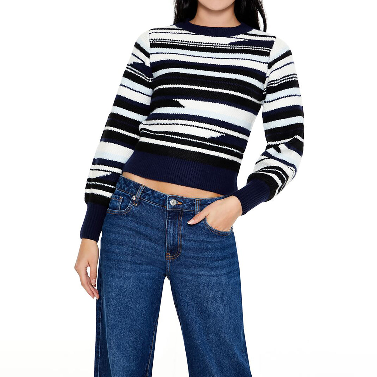 فوريفر 21 - بلوفر مخطط للنساء - يباع بواسطة اف اى جى