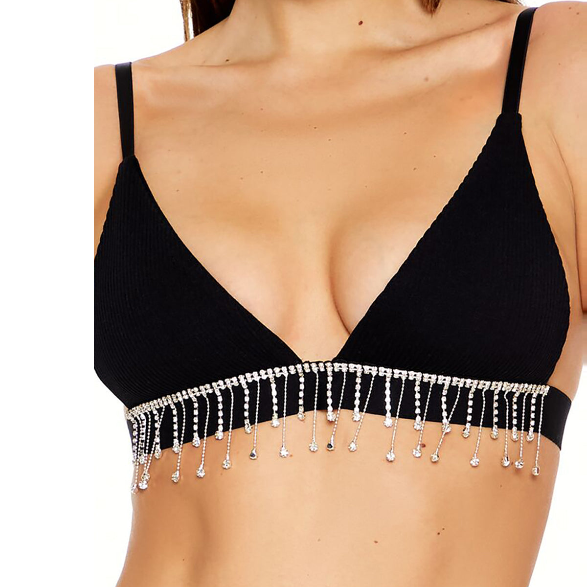 فوريفر 21 - حمالة صدر بدون درزات مزينة بأحجار الراين للنساء - يباع بواسطة اف اى جى