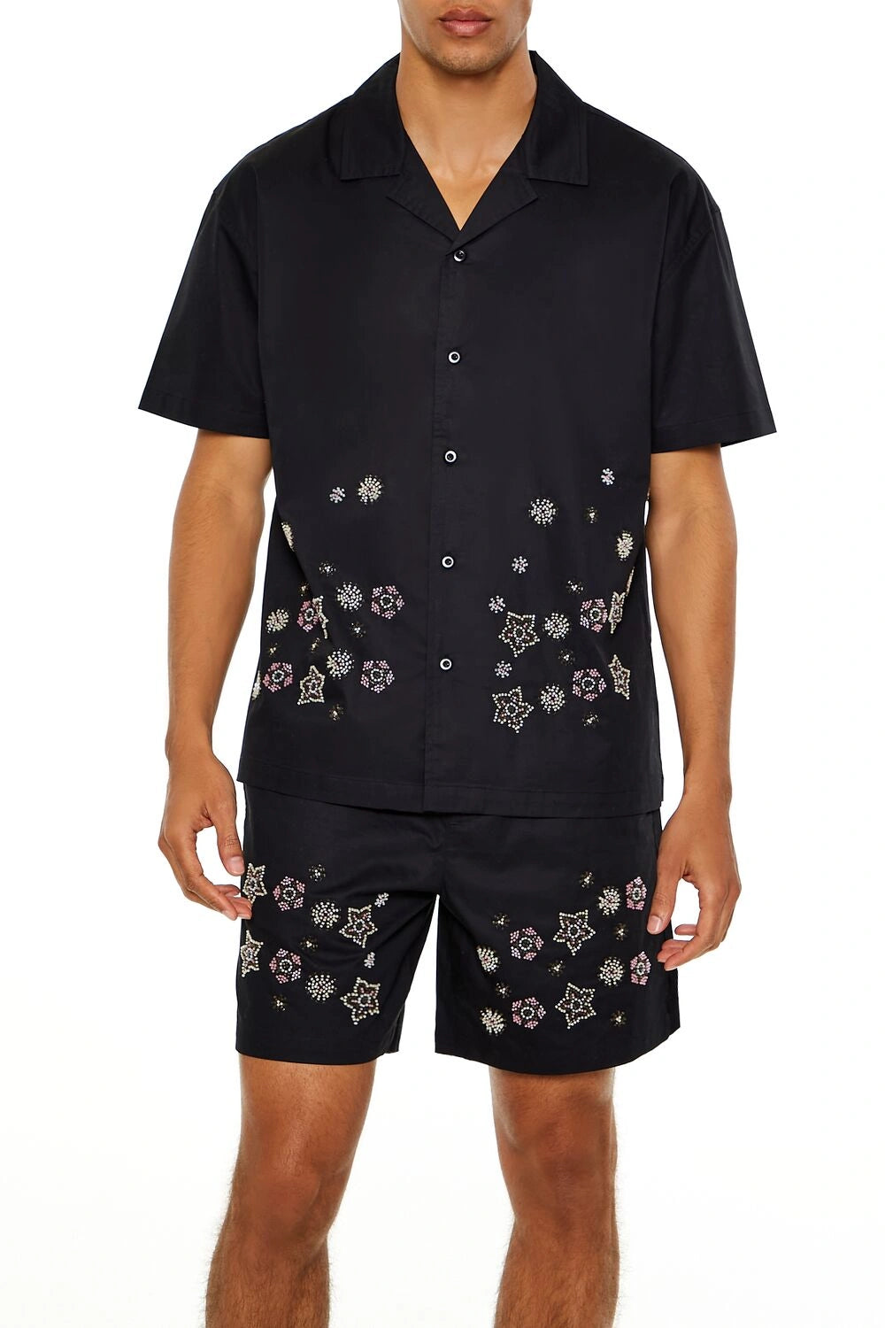 فوريفر 21-قميص مزين بالخرز-للرجال