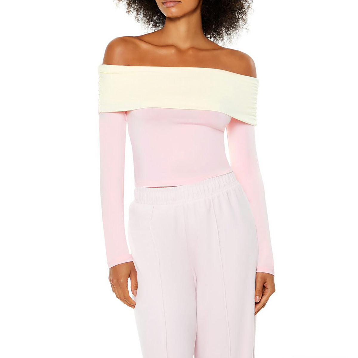 فوريفر 21 - بلوزة مكشوفة الكتفين بألوان متعددة للنساء - يباع بواسطة اف اى جى