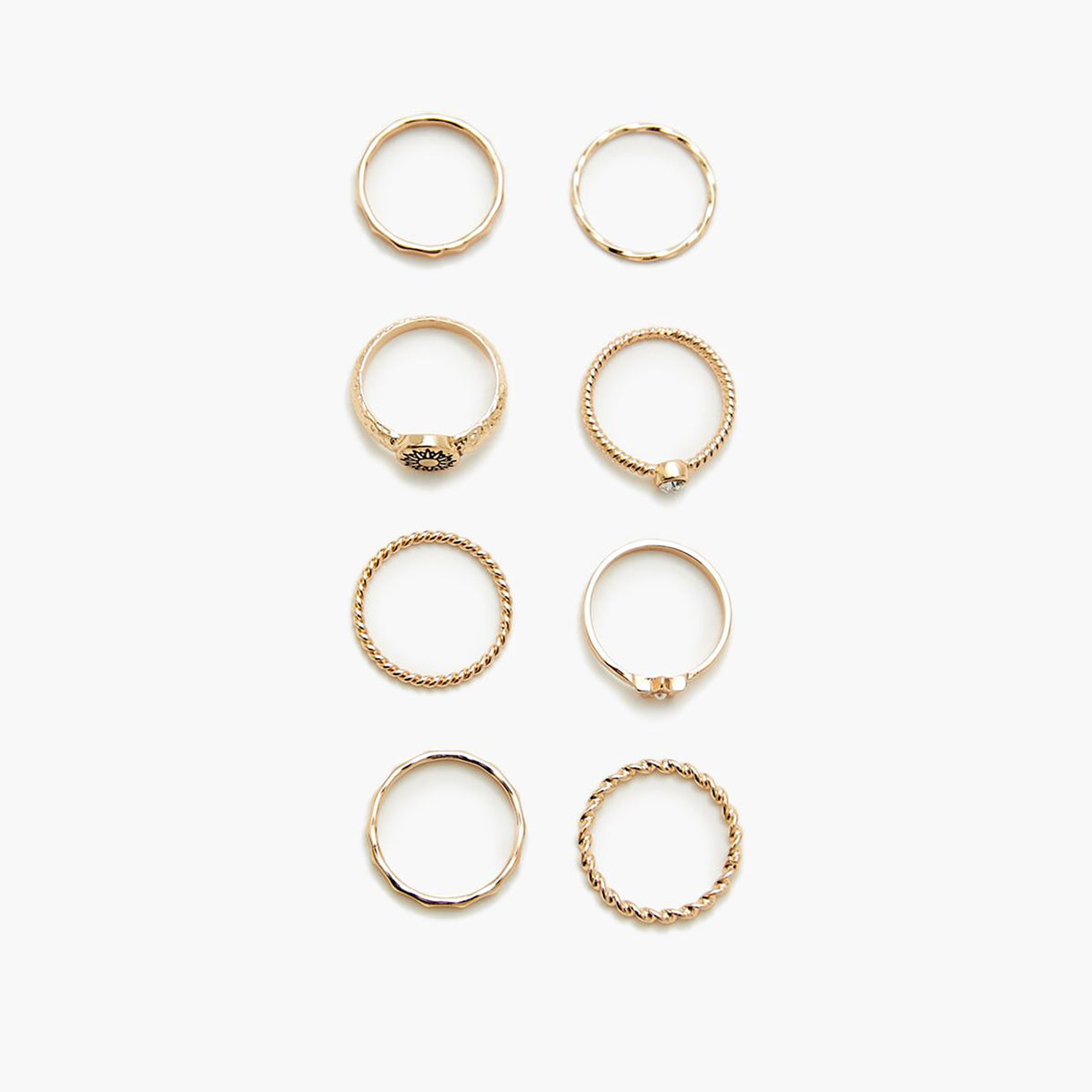 فوريفر 21 - مجموعة خواتم رقيقة مرصعة بأحجار الراين للنساء - يباع بواسطة اف اى جى