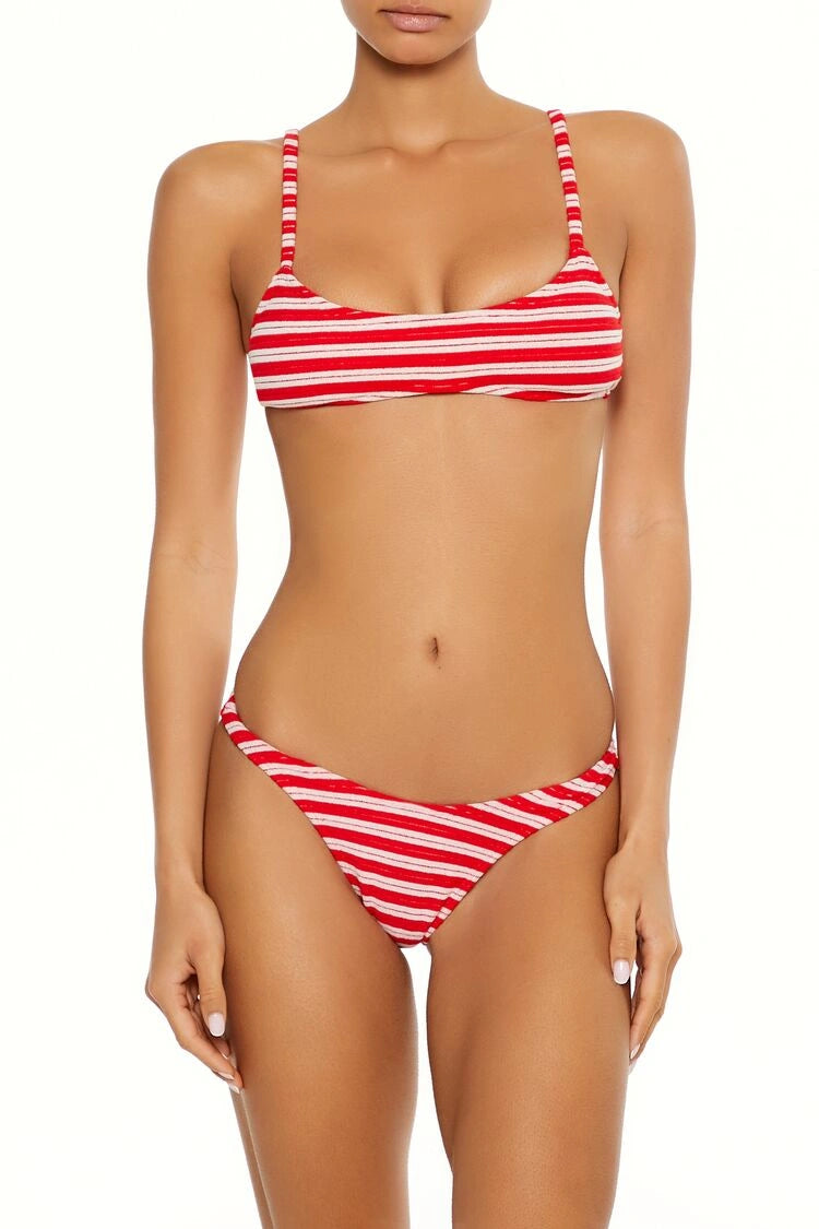 فوريفر 21-حمالة صدر بيكيني مخططة من تيري-للنساء