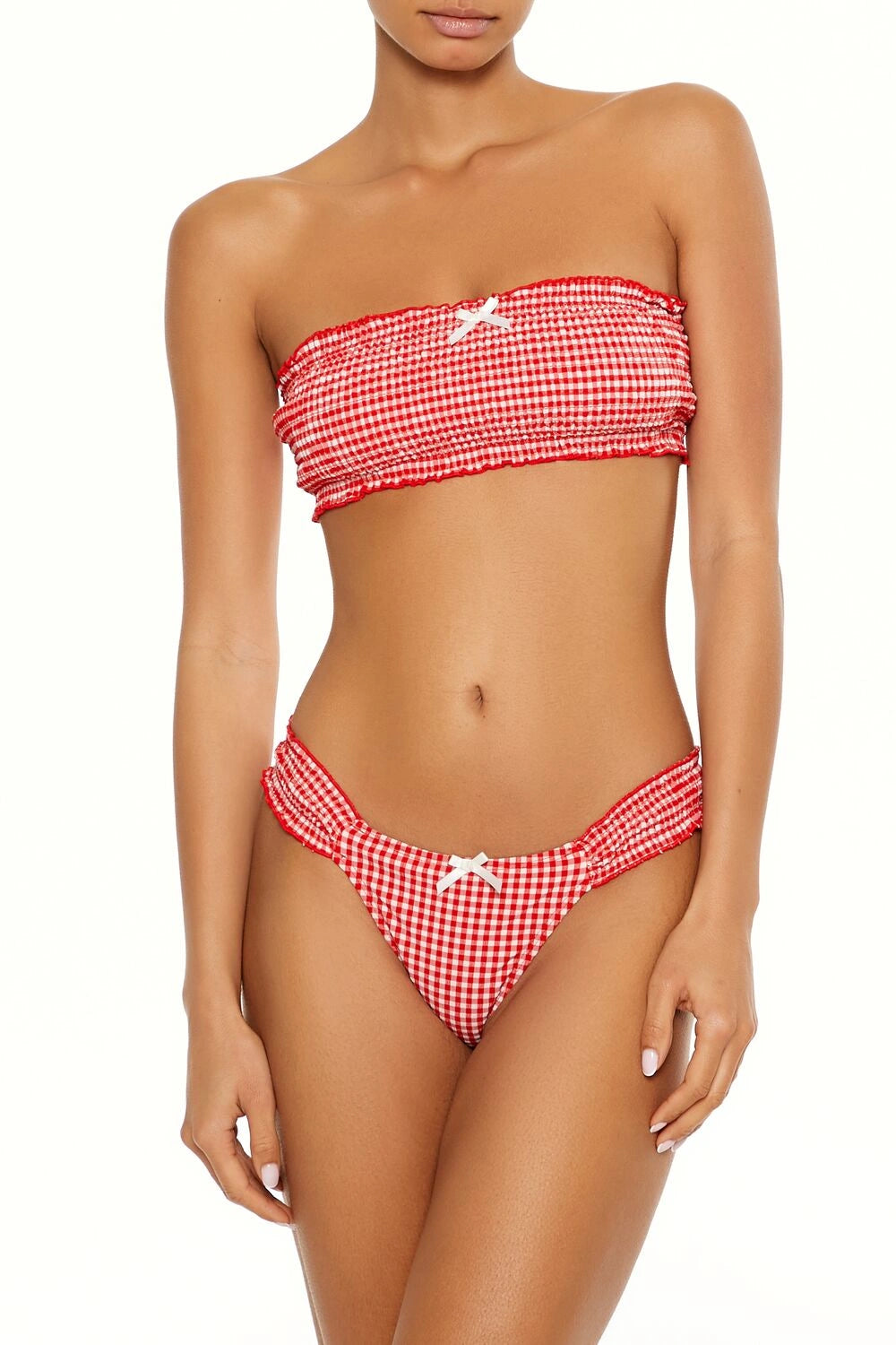 فوريفر 21-بيكيني سفلي من قماش مربعات مطرز-للنساء