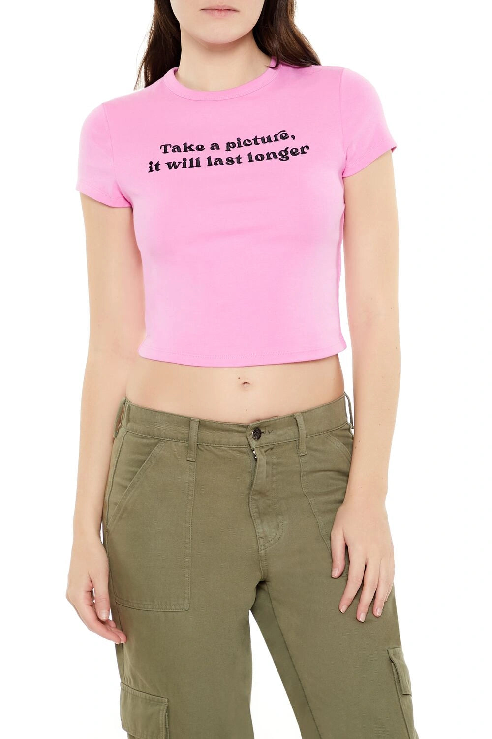 فوريفر 21-تي شيرت للأطفال مطبوع عليه صورة-للنساء