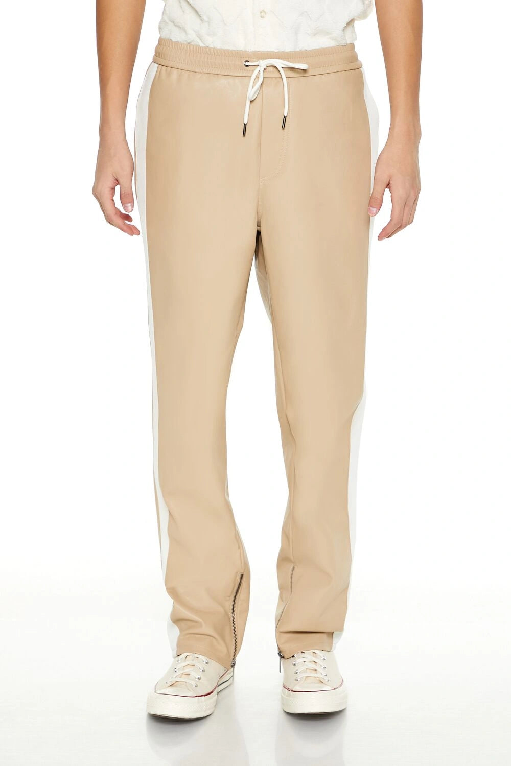 فوريفر 21-بنطال من الجلد الصناعي برباط-للرجال