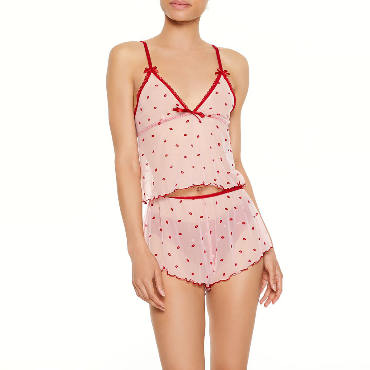 فوريفر 21 - طقم بيجامة من كامي وشورت بطبعة للنساء - يباع بواسطة اف اى جى