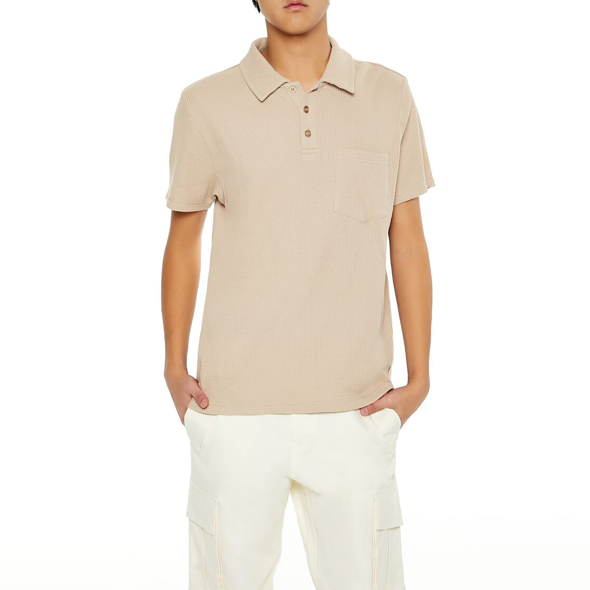 فوريفر 21 - قميص بولو محبوك بجيوب للرجال - يباع بواسطة اف اى جى