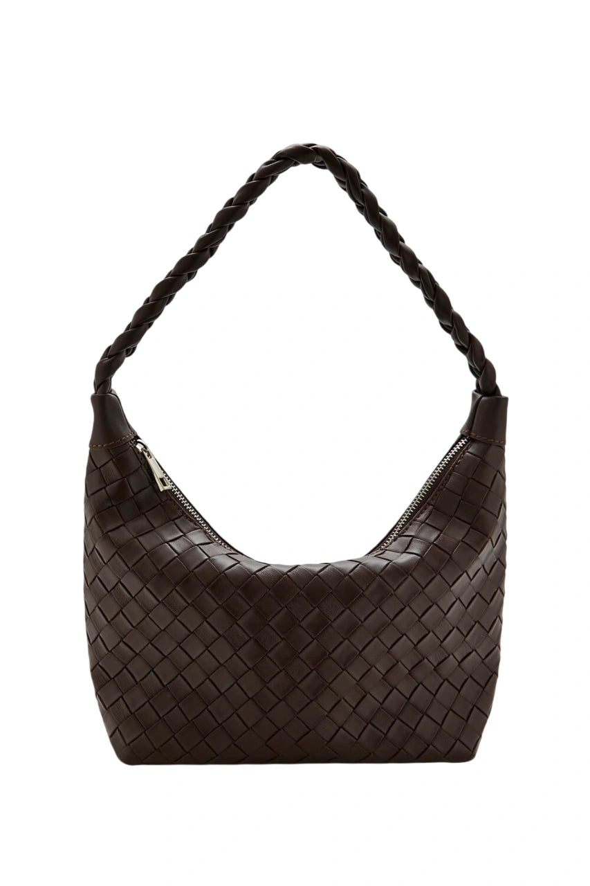 فوريفر 21-حقيبة كتف منسوجة على شكل سلة-للنساء