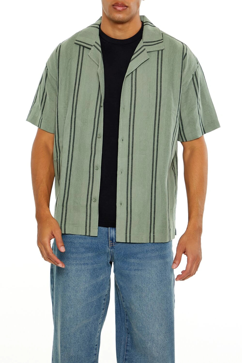 فوريفر 21-قميص مخطط منقوش-للرجال