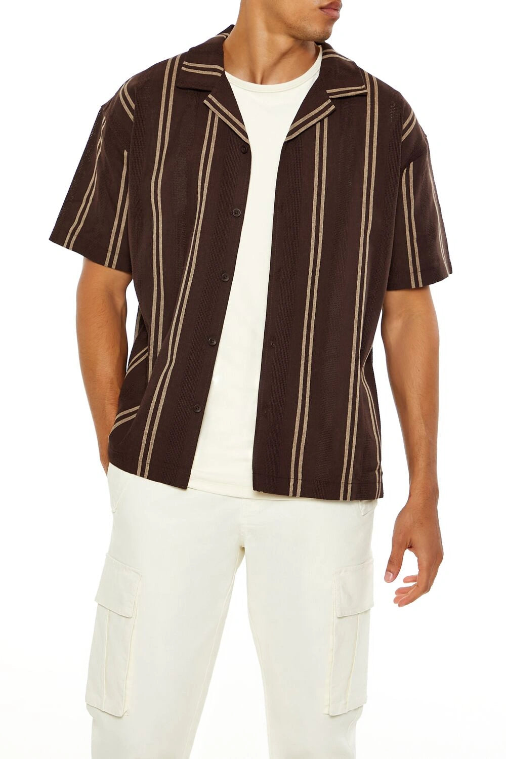 فوريفر 21-قميص مخطط منقوش-للرجال