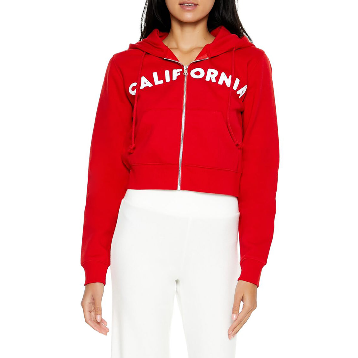 فوريفر 21 - هودي كاليفورنيا من الصوف بسحاب للنساء - يباع بواسطة اف اى جى