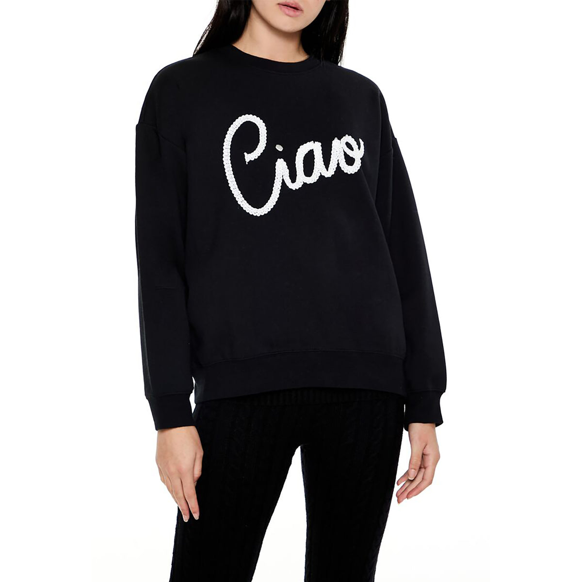 فوريفر 21 - بلوفر بخياطة متشابكة للنساء - يباع بواسطة اف اى جى