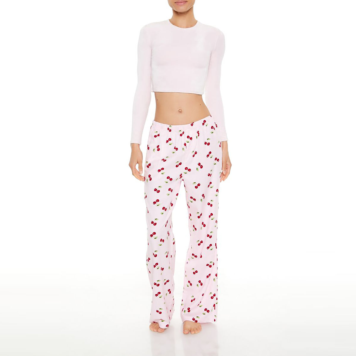 فوريفر 21 - بنطال بيجامة بطبعة الكرز للنساء - يباع بواسطة اف اى جى