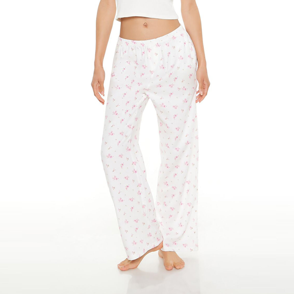 فوريفر 21 - بنطال بيجامة مزين بالزهور الصغيرة للنساء - يباع بواسطة اف اى جى