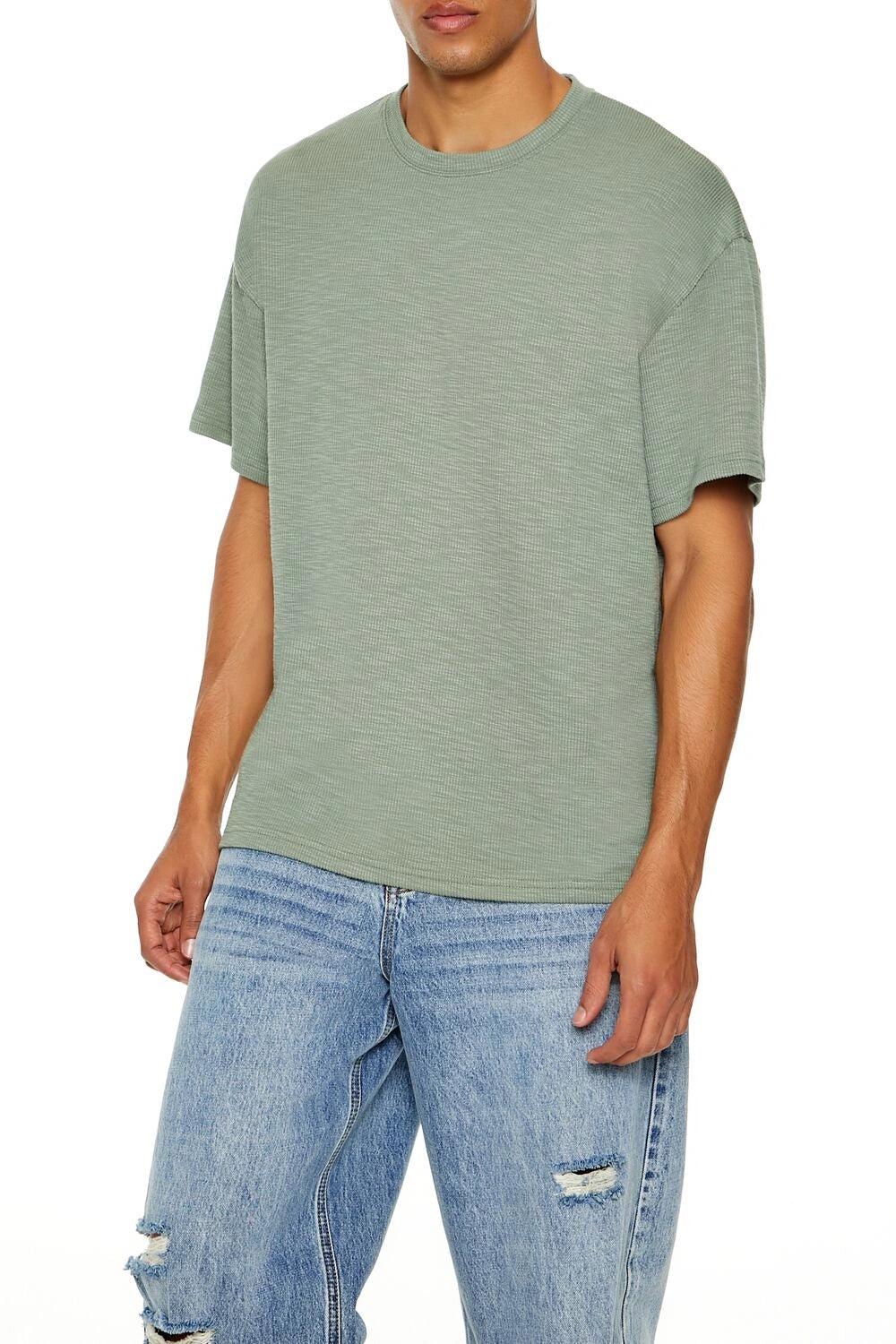 فوريفر 21-تي شيرت محبوك مضلع-للرجال