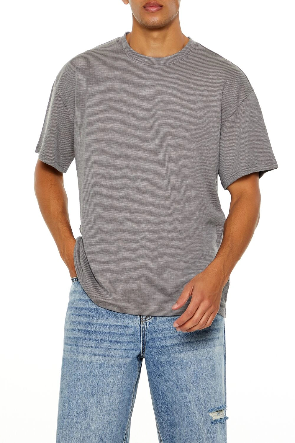 فوريفر 21-تي شيرت محبوك مضلع-للرجال