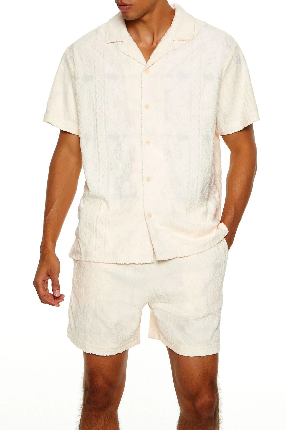 فوريفر 21-قميص تيري من القماش المحكم بأكمام قصيرة-للرجال