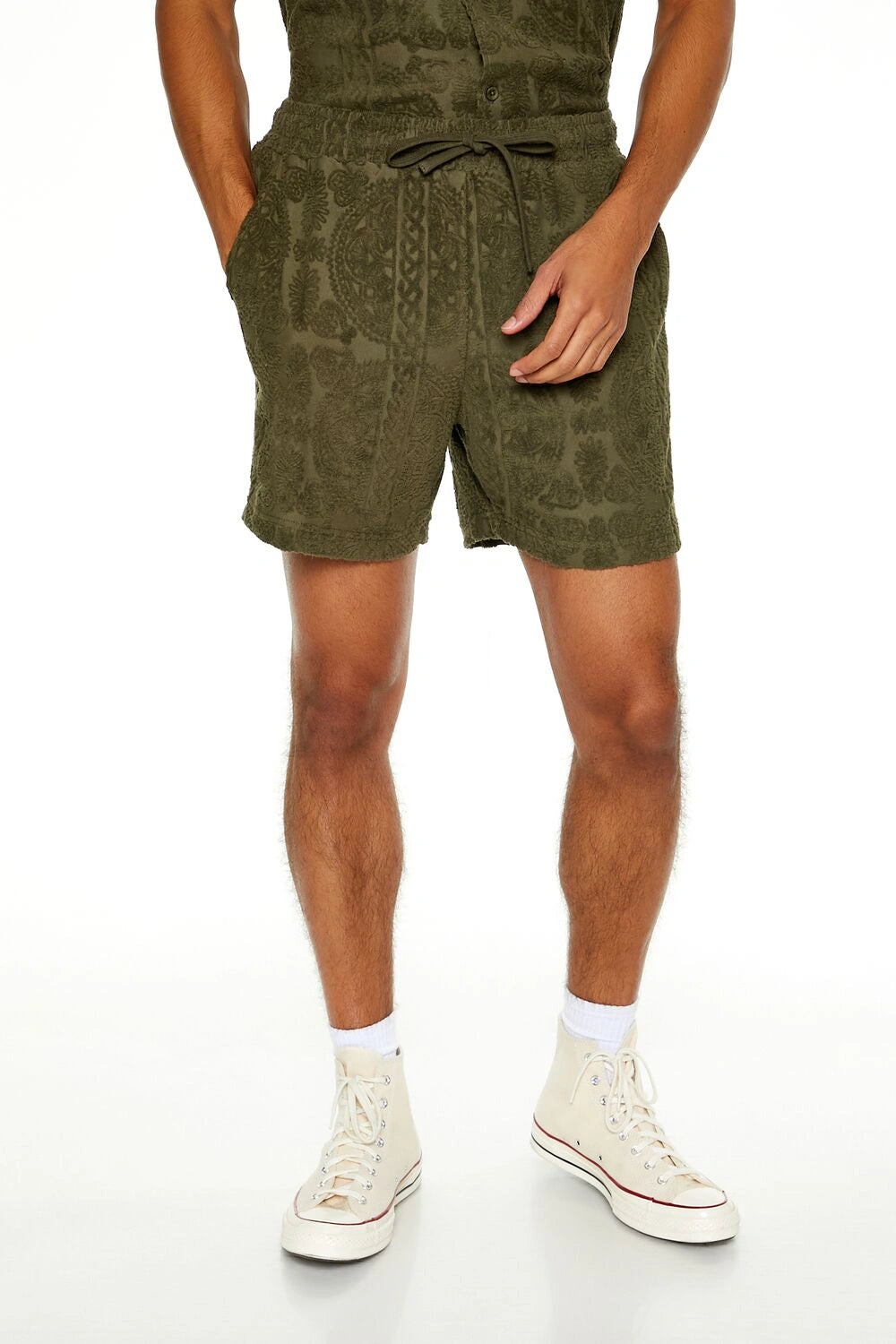 فوريفر 21-شورت من قماش تيري المحكم-للرجال