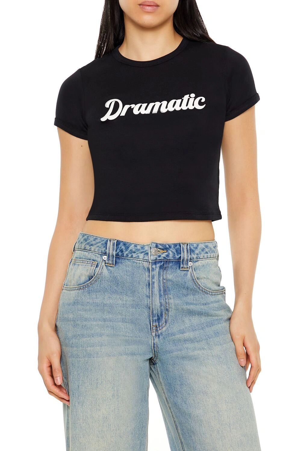 فوريفر 21-تي شيرت جرافيكي درامي للأطفال-للنساء