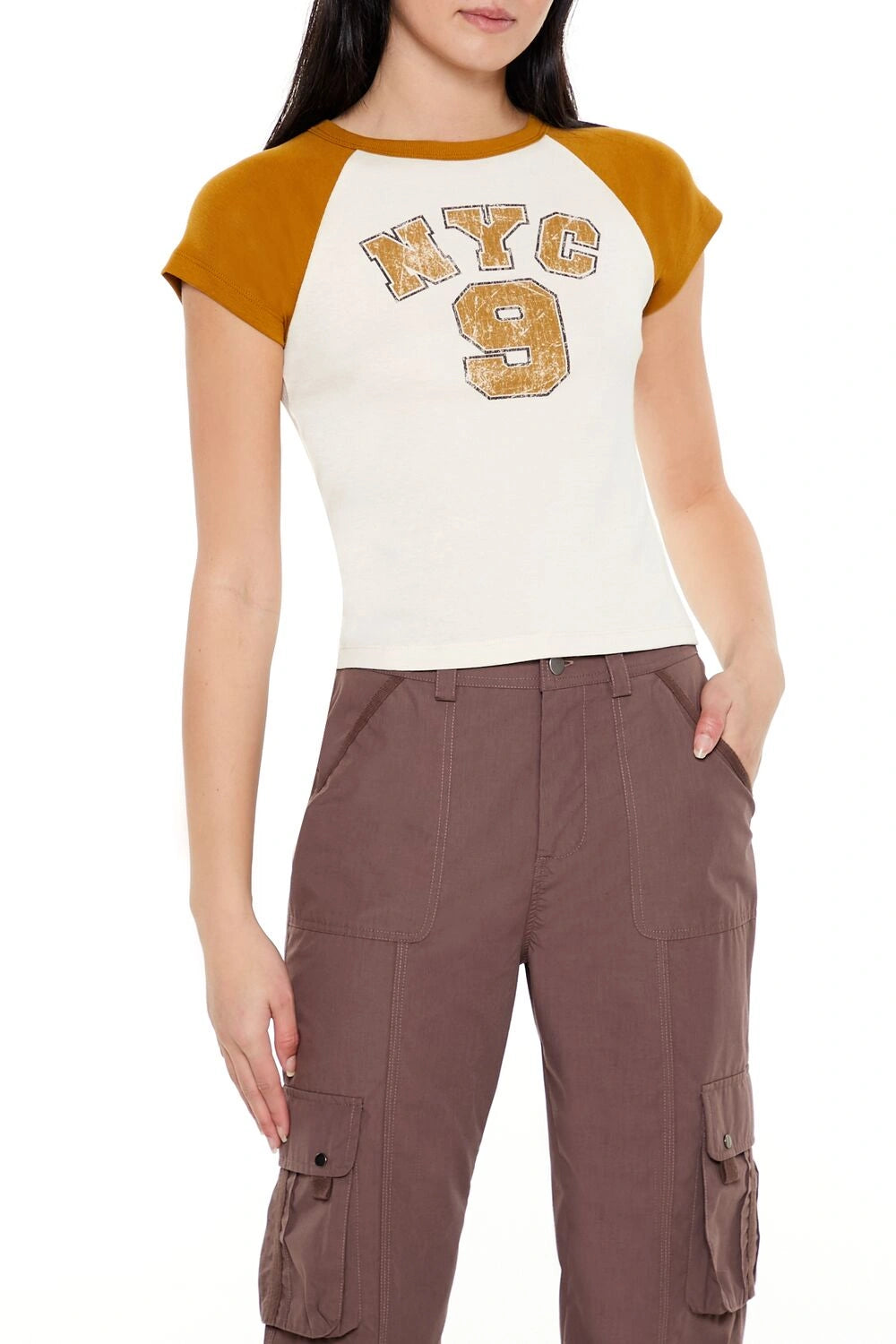 فوريفر 21-تي شيرت راجلان جرافيكي من نيويورك 9-للنساء