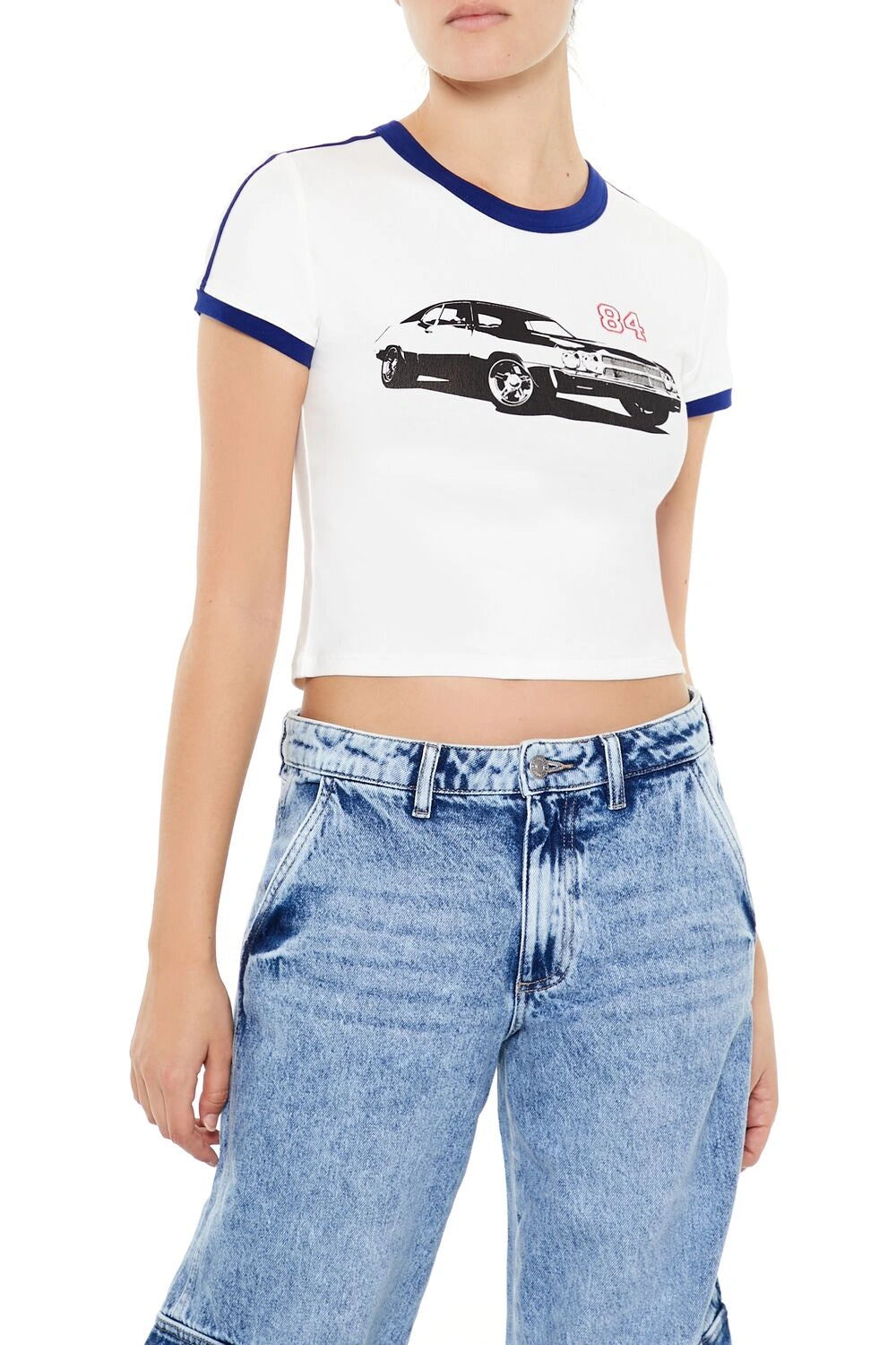 فوريفر 21-تي شيرت للأطفال بتصميم سيارة جرافيكية-للنساء