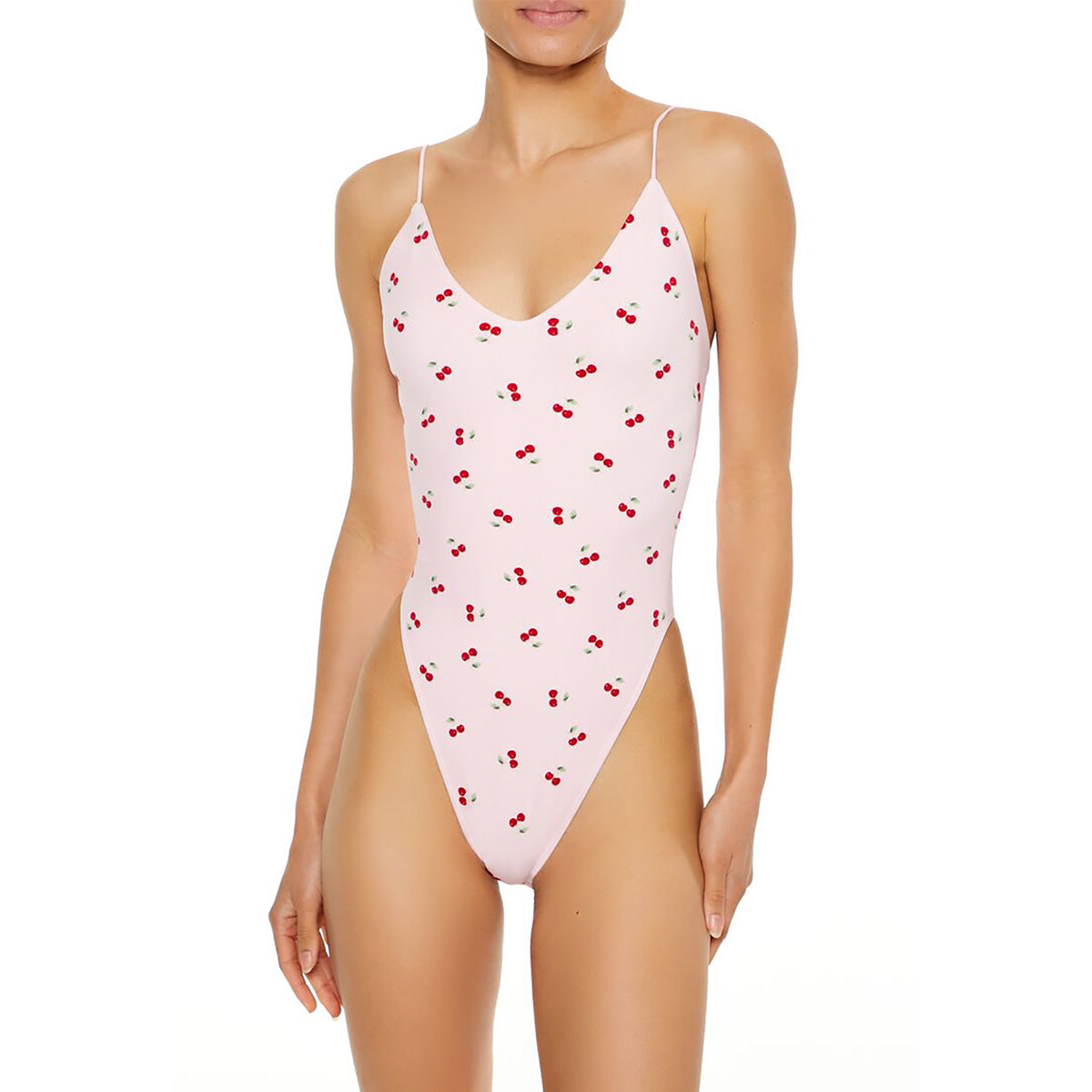 فوريفر 21 - بودي سوت ملابس داخلية بدون خياطة مزين بالكرز للنساء - يباع بواسطة اف اى جى