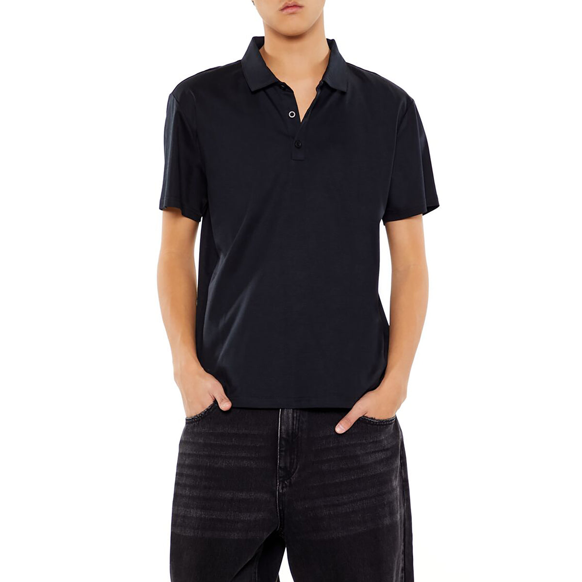 فوريفر 21 - تي شيرت بولو قطني رفيع للرجال - يباع بواسطة اف اى جى