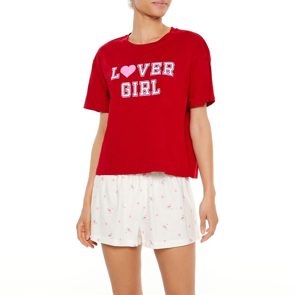 فوريفر 21 - تي شيرت بيجامة برسومات  للنساء - يباع بواسطة اف اى جى