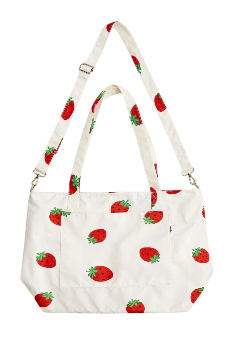 فوريفر 21-حقيبة توت مطبوعة بطبعة الفراولة-للنساء