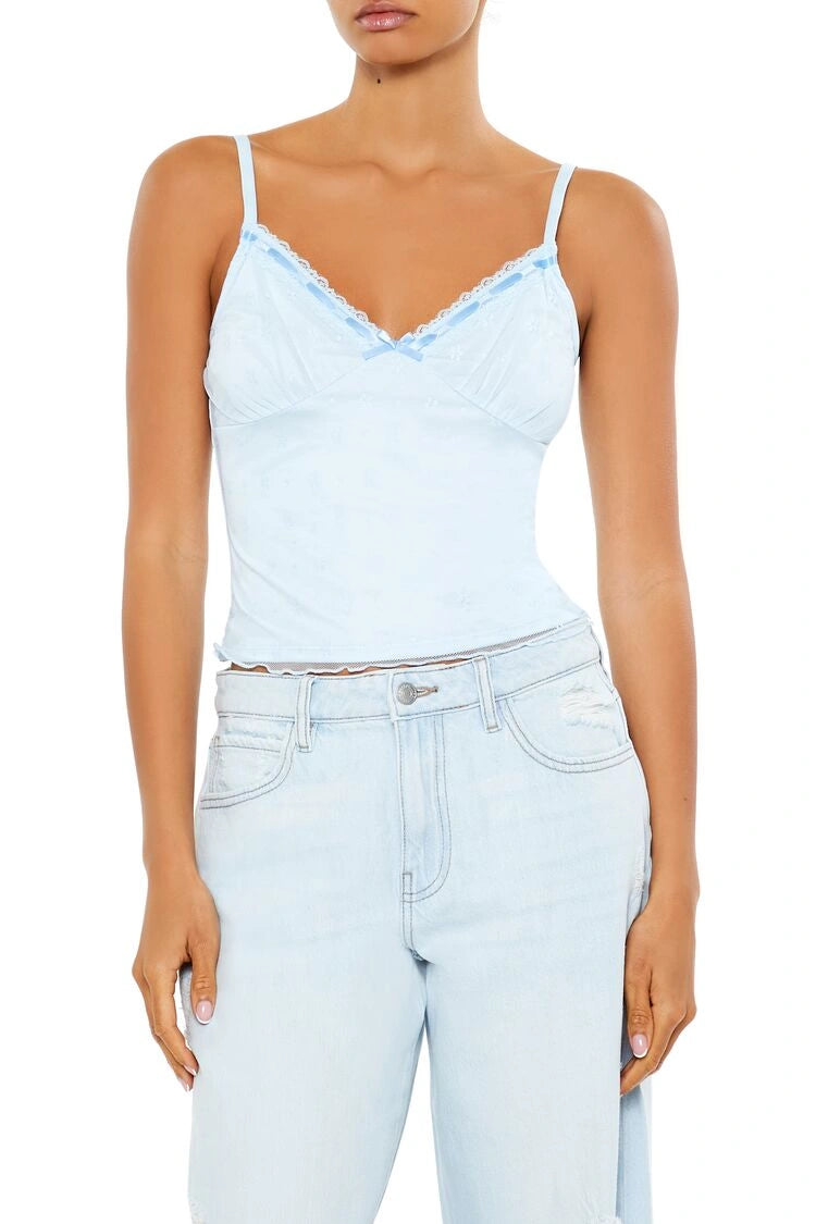 فوريفر 21-كامي مطرز بدانتيل مع فيونكة-للنساء