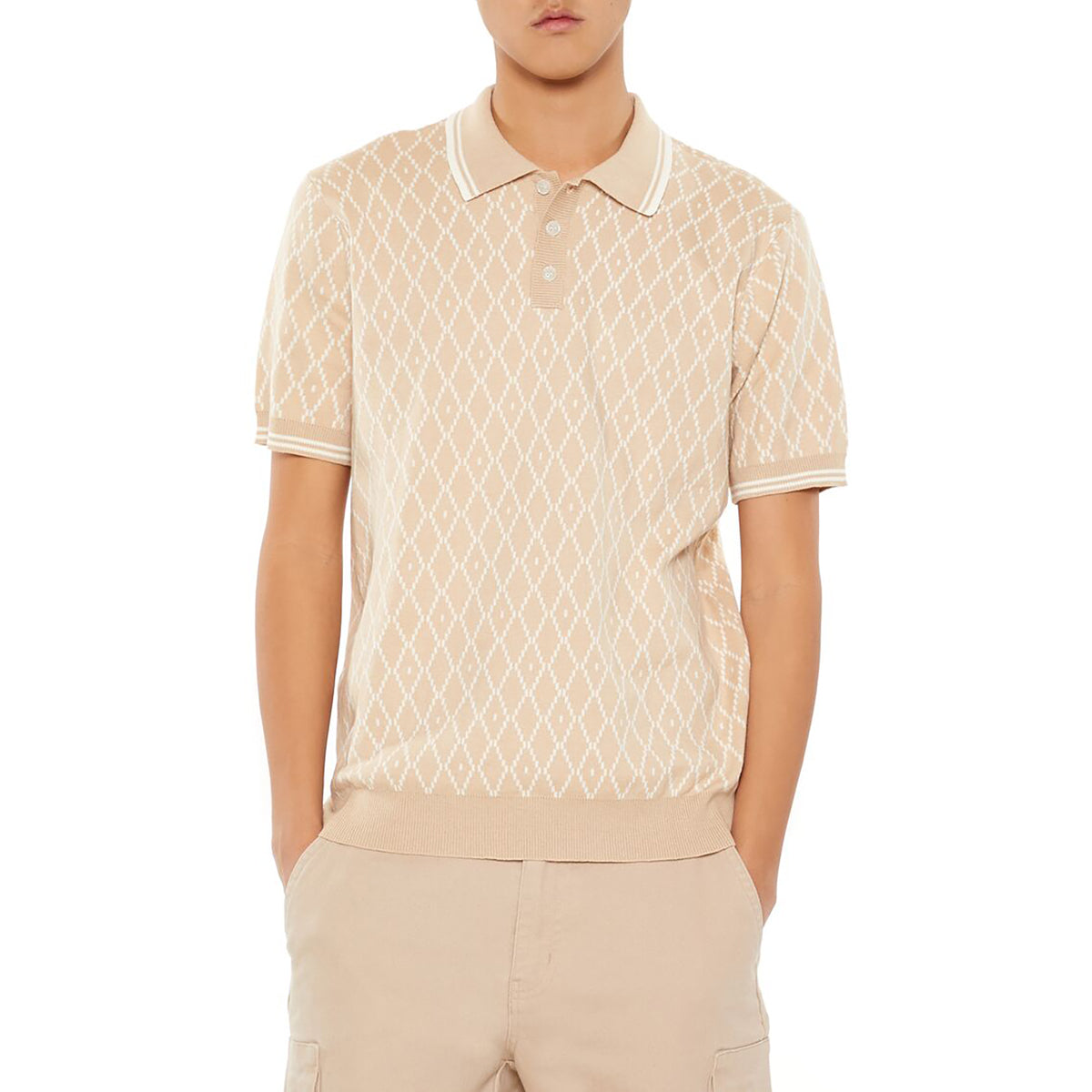 فوريفر 21 - تي شيرت بولو محبوك للرجال - يباع بواسطة اف اى جى