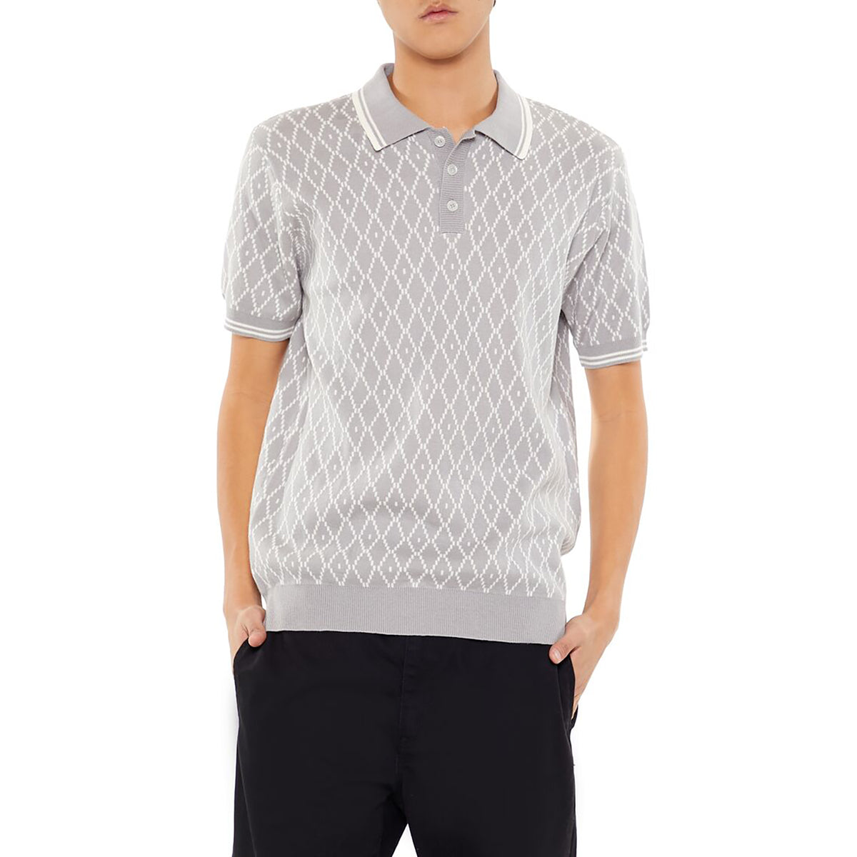 فوريفر 21 - تي شيرت بولو محبوك للرجال - يباع بواسطة اف اى جى