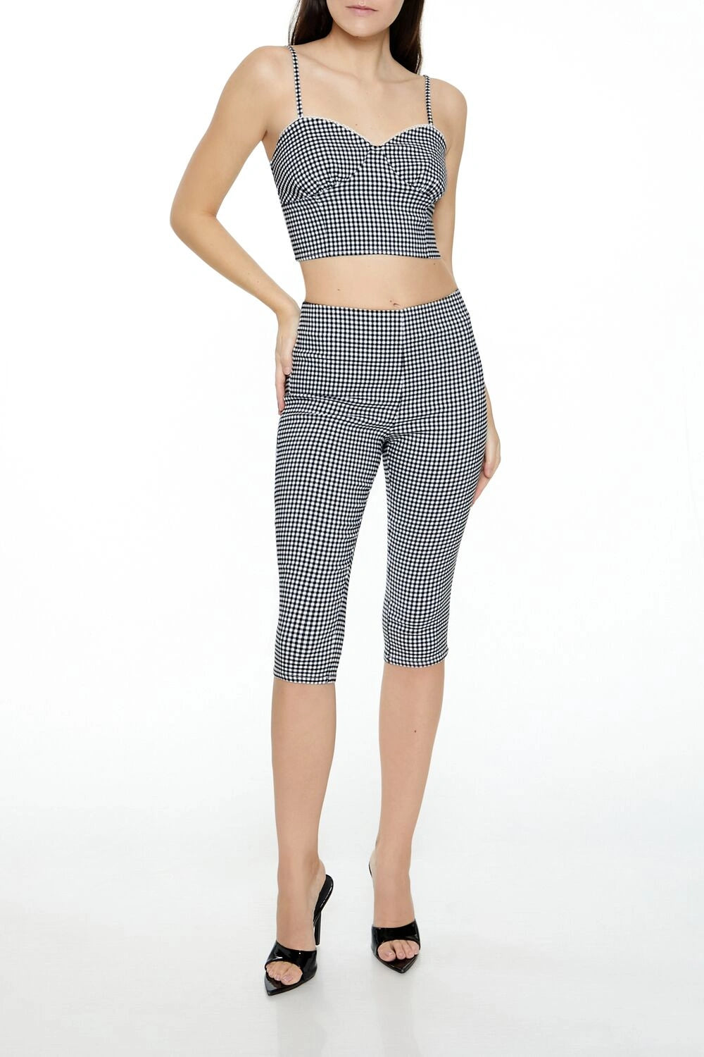 فوريفر 21-كامي قصير بنقشة مربعات على شكل قلب-للنساء