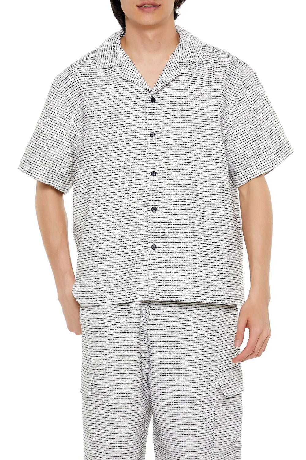 فوريفر 21-قميص مخطط مقصوص-للرجال