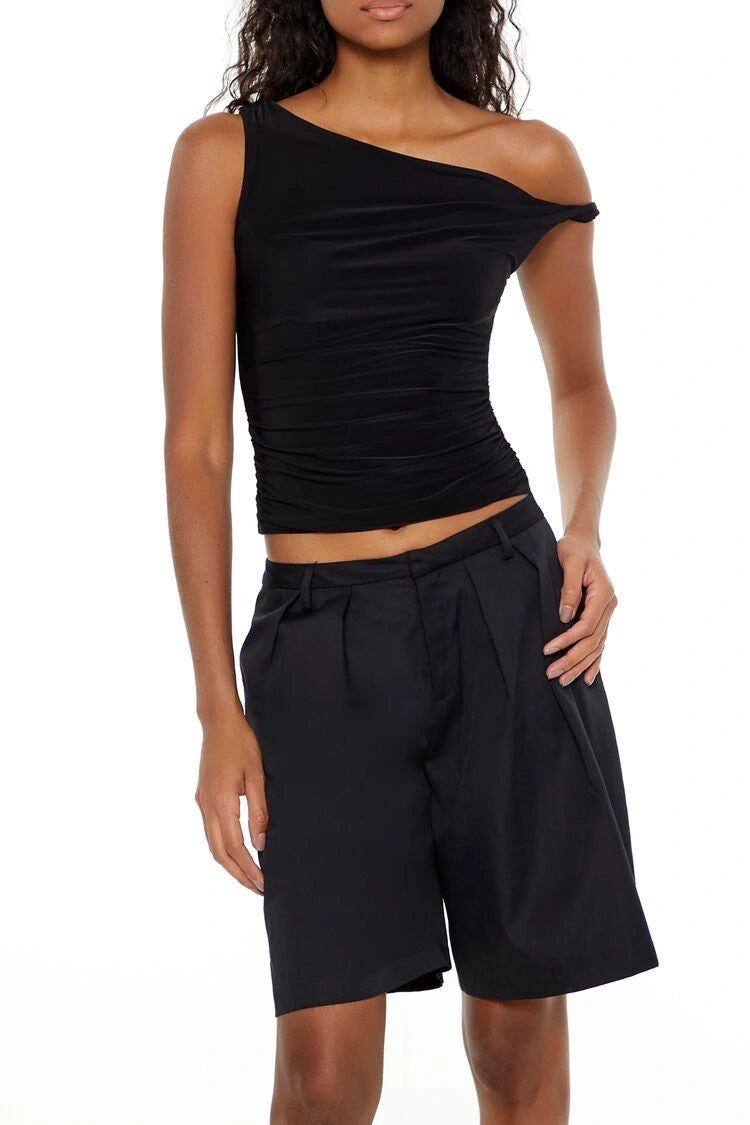 فوريفر 21-قميص داخلي قصير غير متماثل-للنساء