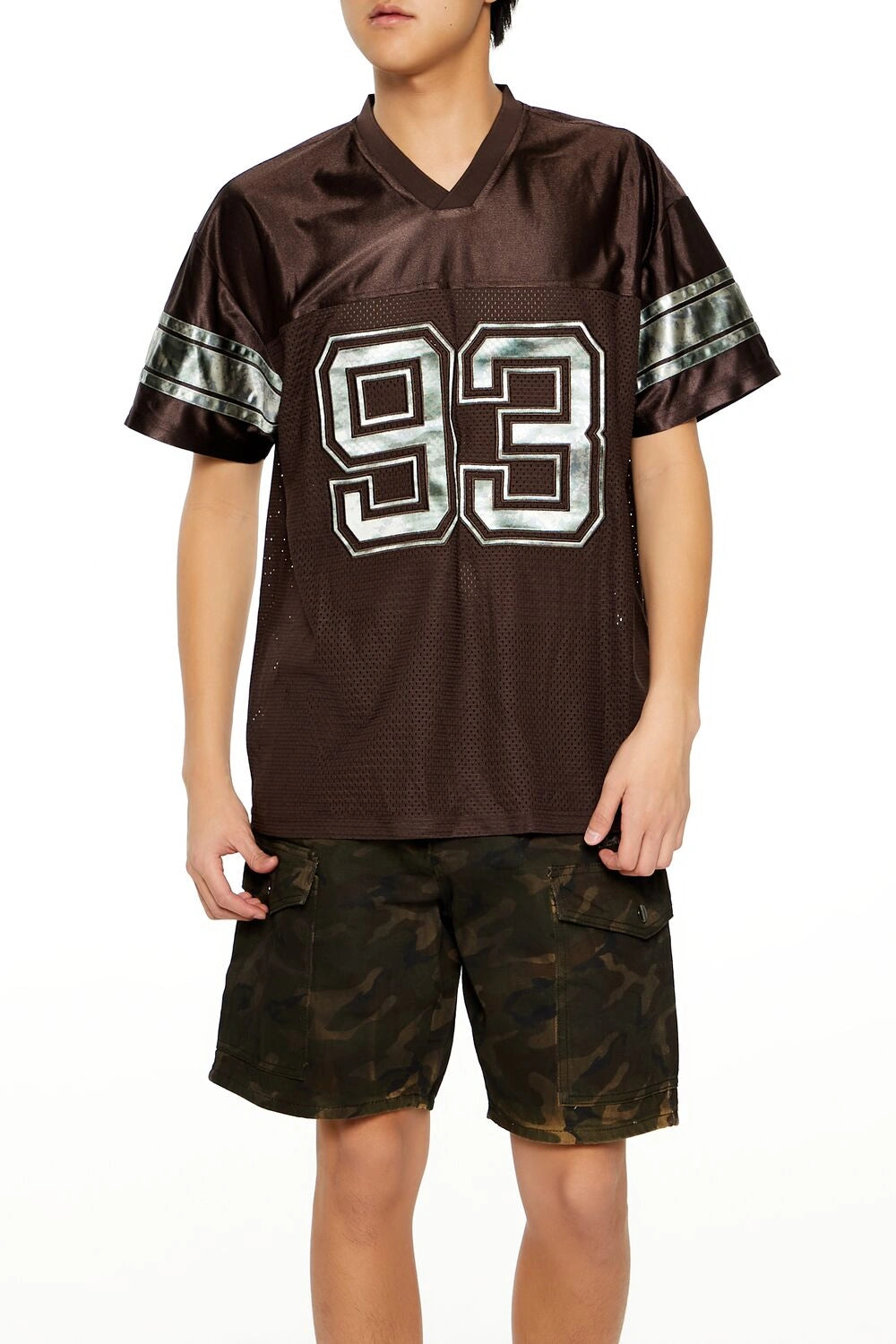 فوريفر 21-تي شيرت جيرسي معدني 93-للرجال