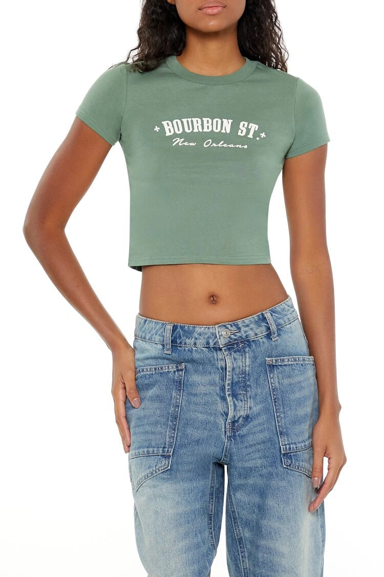 فوريفر 21-تي شيرت جرافيكي للأطفال من بوربون ستريت-للنساء