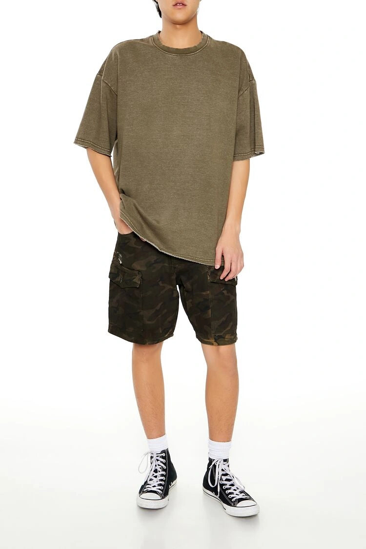 فوريفر 21-شورت جينز مموه باهت-للرجال