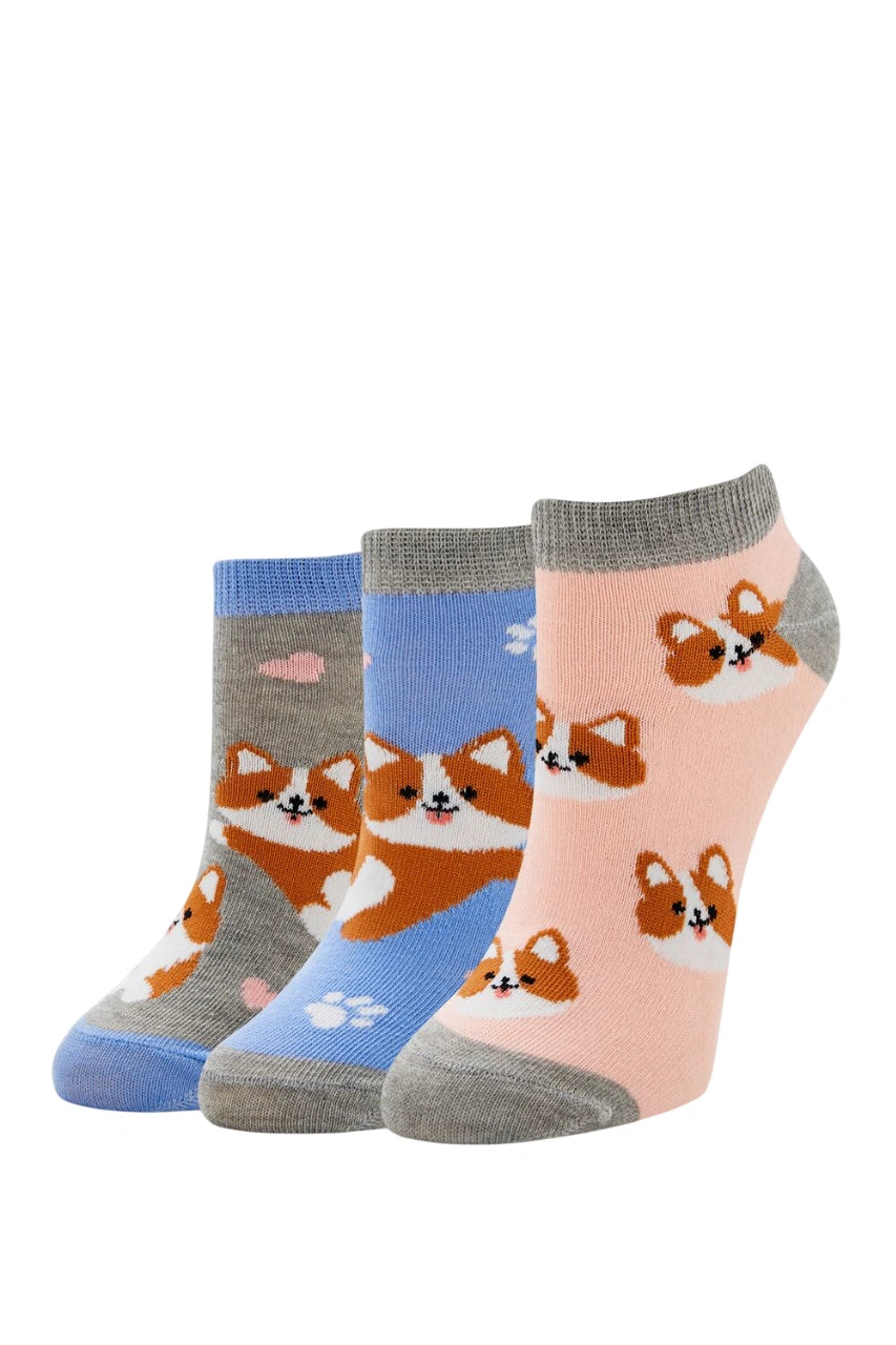 فوريفر 21-مجموعة جوارب الكاحل من كورجي - عبوة من 3 قطع-للنساء