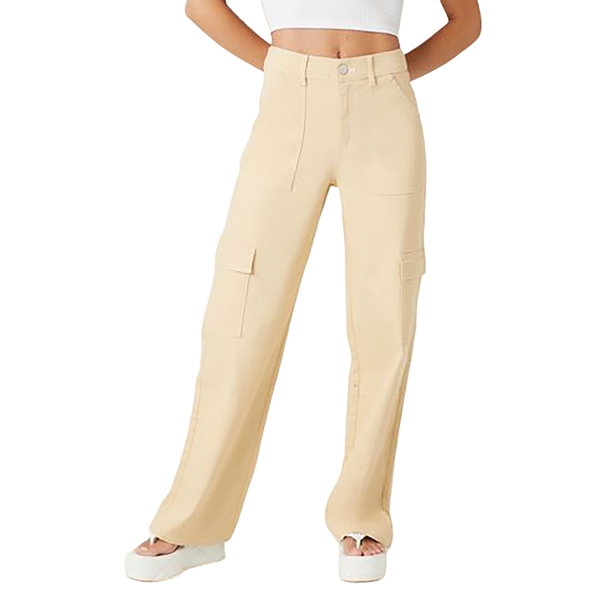 Forever 21 - Twill Contrast-Trim Cargo Pants - Sold by FIG