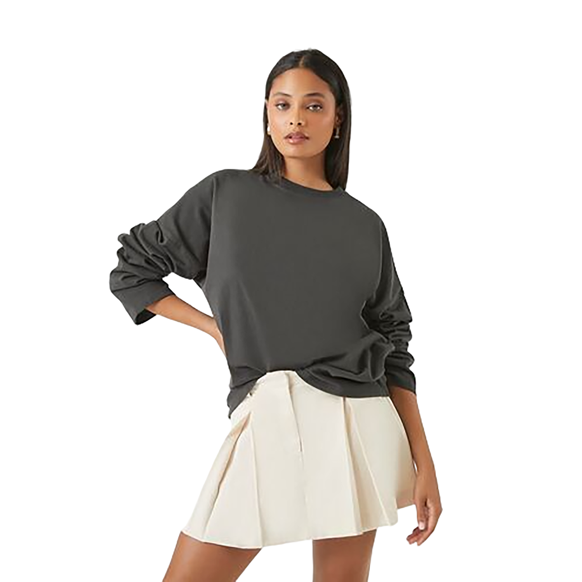 فوريفر 21 - توب مريح بأكمام منسدلة - بيعت من قبل اف اي جي