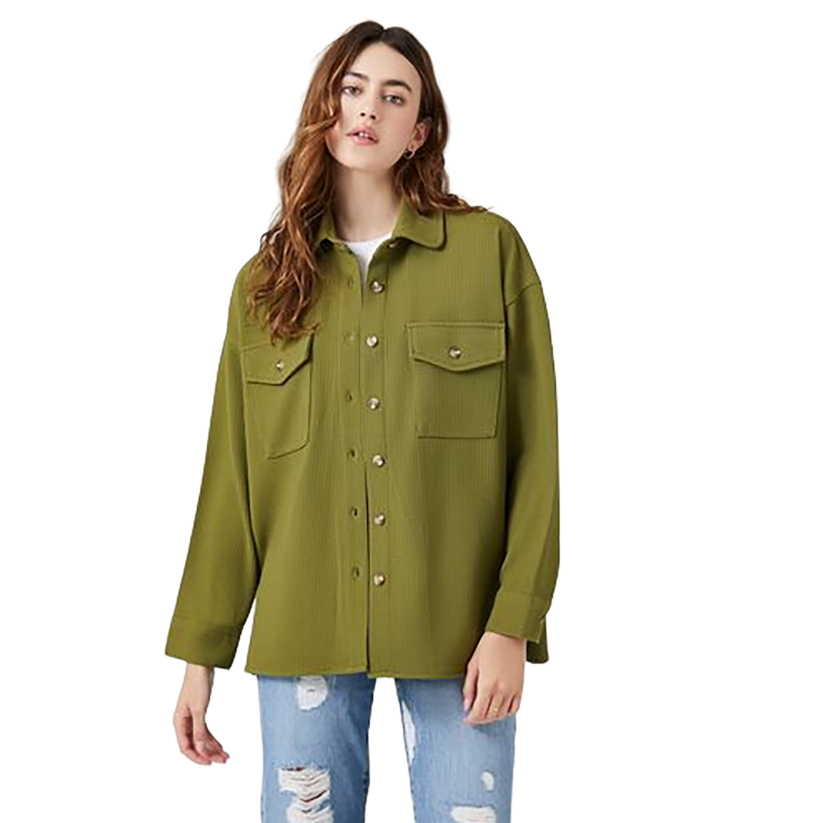 فوريفر 21 - قميص مريح بأكمام منسدلة - بيعت من قبل اف اي جي