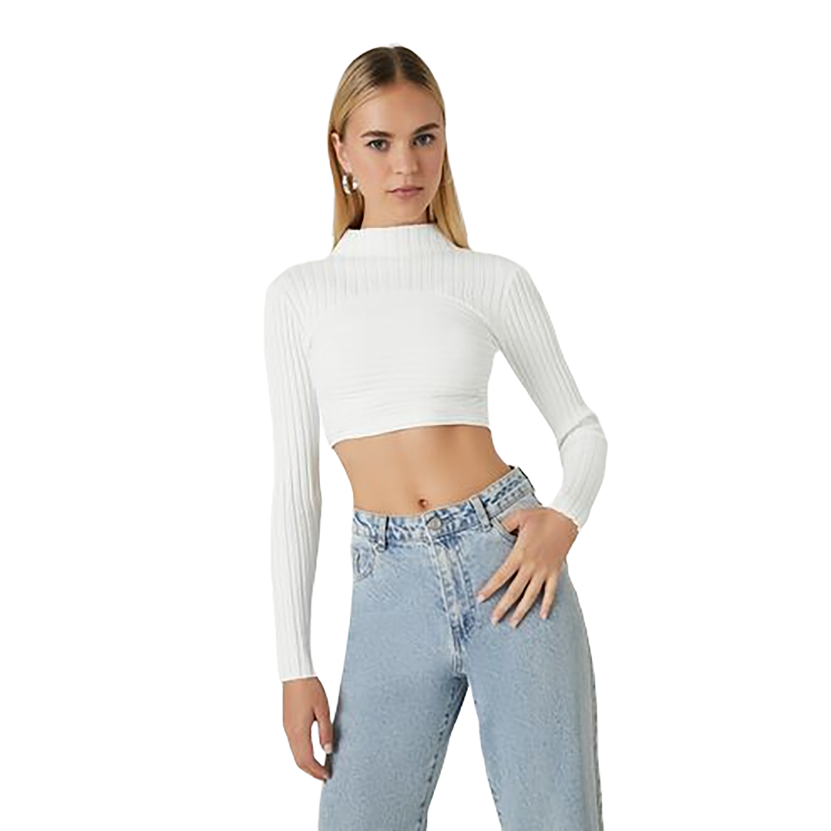 Forever 21 - Sweater-Knit Mock Neck Crop Top - Sold by FIG