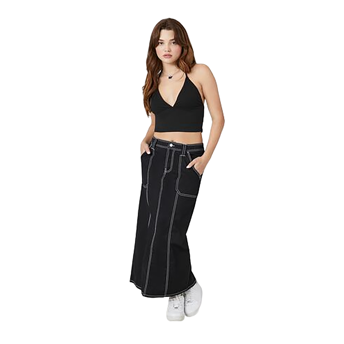 Forever 21 - Twill High-Rise Maxi Skirt - Sold by FIG