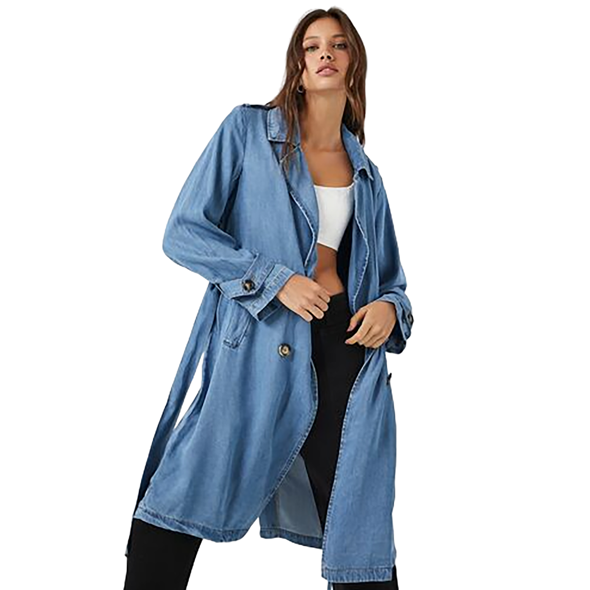 Forever 21 - Belted Denim Trench Coat - Sold by FIG