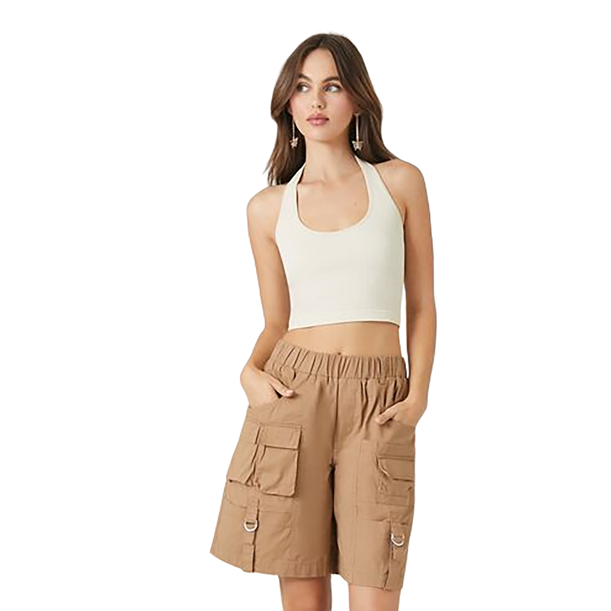 فوريفر 21 - شورت كارجو مريح للنساء - بيعت من قبل اف اي جي