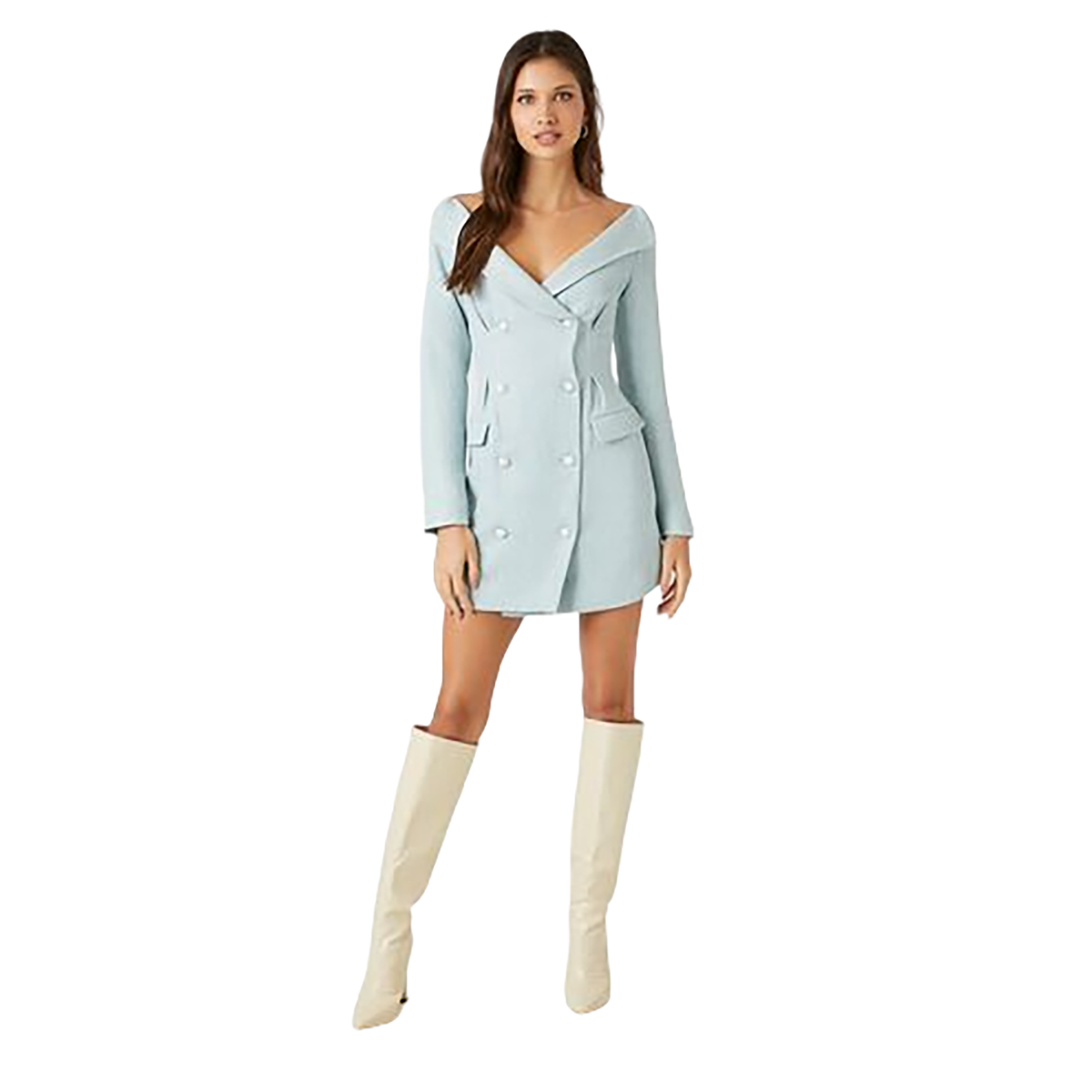 فوريفر 21 - فستان قصير من التويد مزدوج الصدر - بيعت من قبل اف اي جي