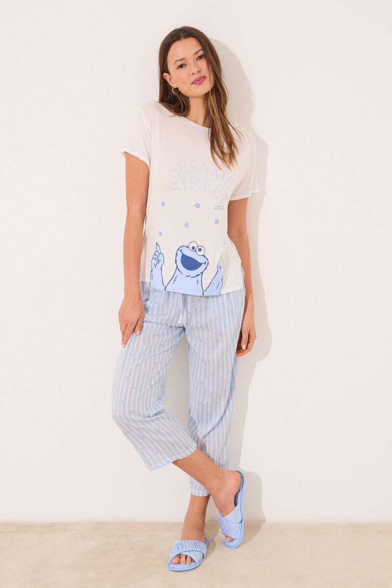 women'secret - Blue soft touch viscose pajamas "Sesame Street" - sold by FIG