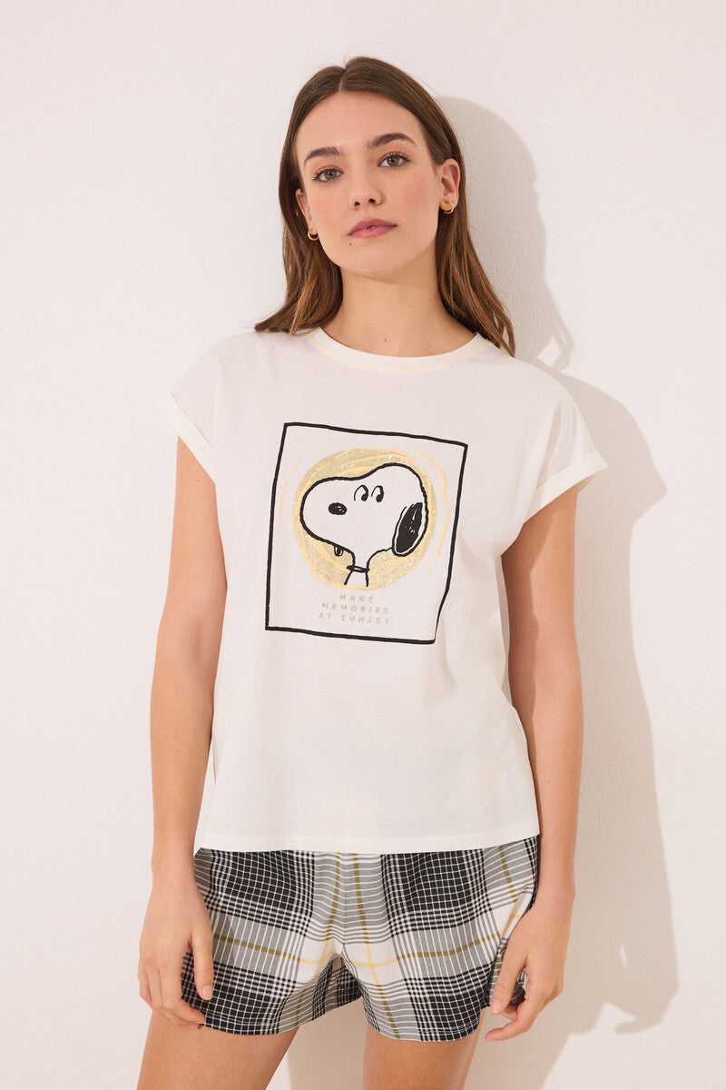 women'secret - Snoopy Cotton Plaid Short Pajamas - sold by FIG