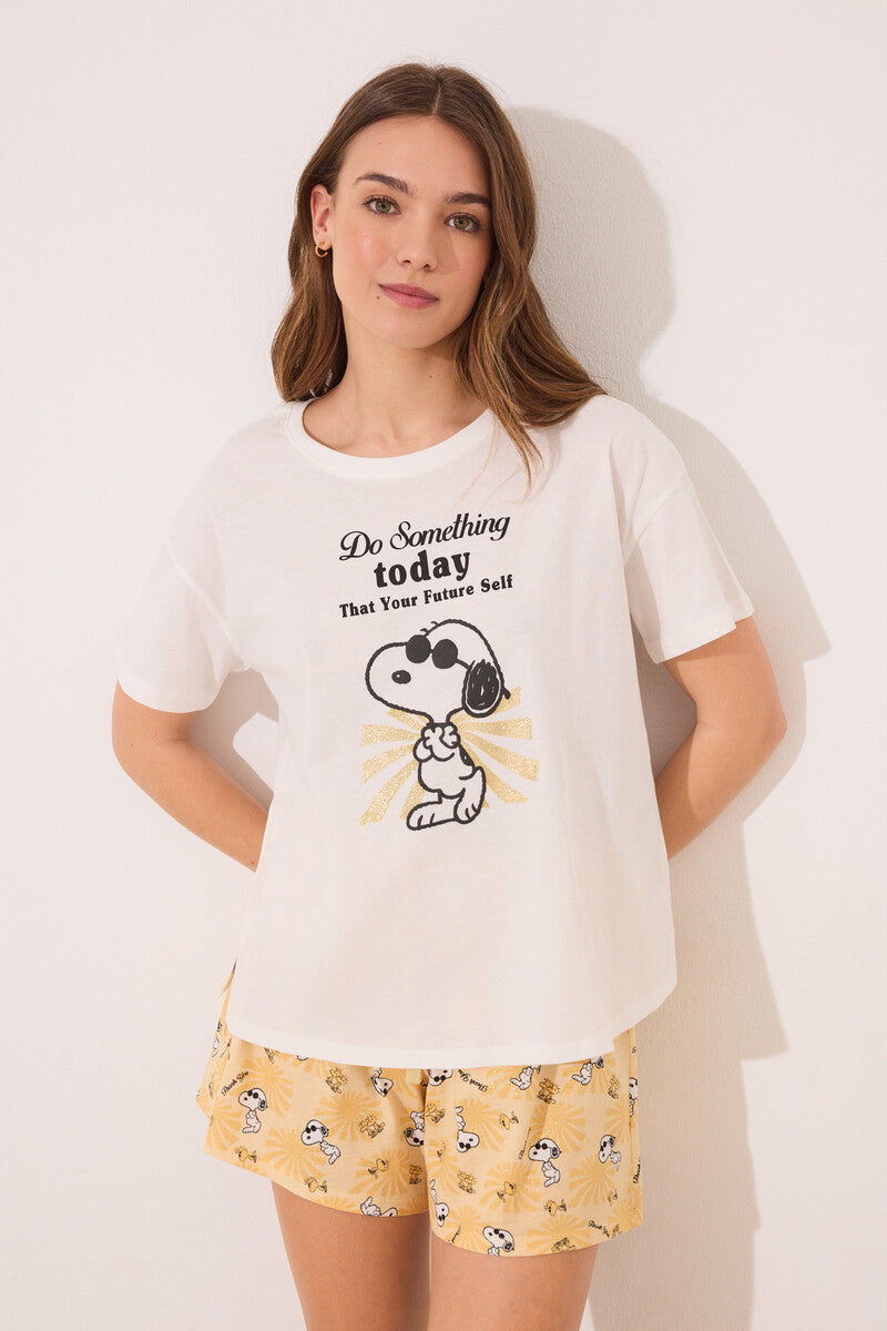 women'secret - Ivory cotton short pajamas from Snoopy - sold by FIG